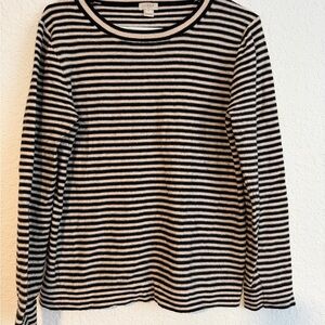 J. Crew Black and White Striped Crew Neck Sweater